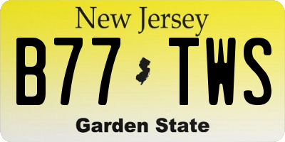 NJ license plate B77TWS