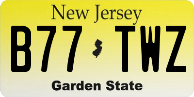 NJ license plate B77TWZ