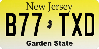 NJ license plate B77TXD