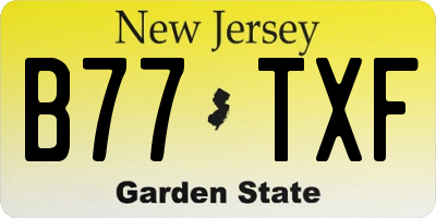 NJ license plate B77TXF