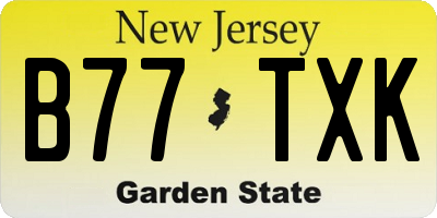 NJ license plate B77TXK