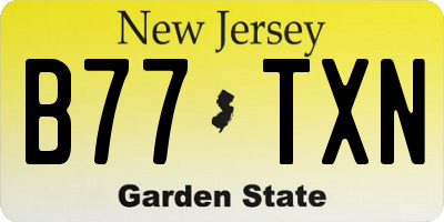 NJ license plate B77TXN