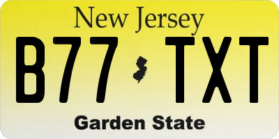 NJ license plate B77TXT