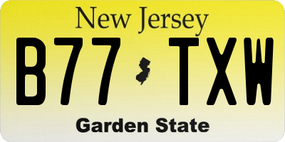 NJ license plate B77TXW