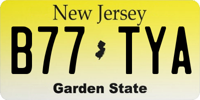 NJ license plate B77TYA
