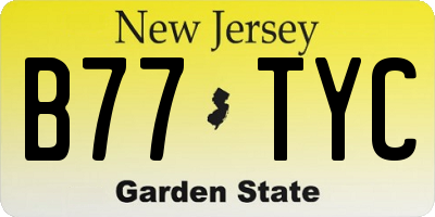 NJ license plate B77TYC