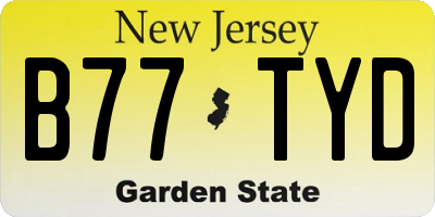 NJ license plate B77TYD