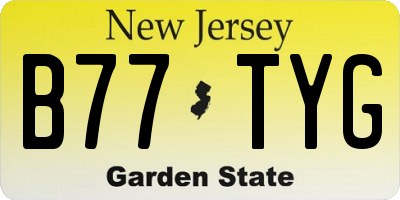 NJ license plate B77TYG