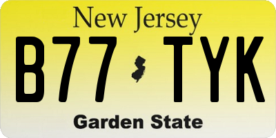 NJ license plate B77TYK