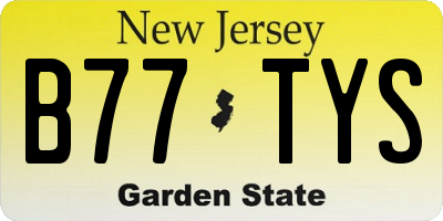 NJ license plate B77TYS