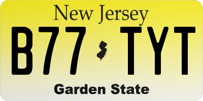 NJ license plate B77TYT