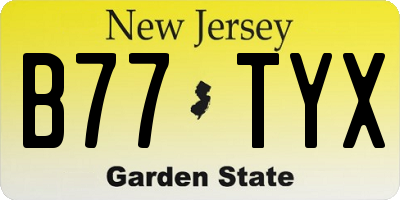 NJ license plate B77TYX
