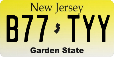 NJ license plate B77TYY