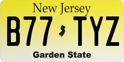 NJ license plate B77TYZ