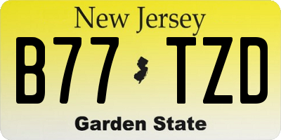 NJ license plate B77TZD