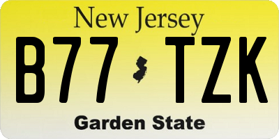 NJ license plate B77TZK