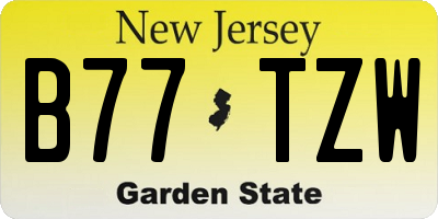 NJ license plate B77TZW