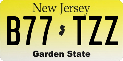 NJ license plate B77TZZ