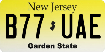 NJ license plate B77UAE