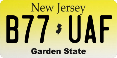 NJ license plate B77UAF