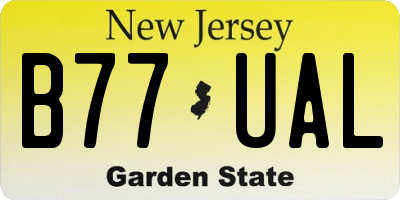 NJ license plate B77UAL