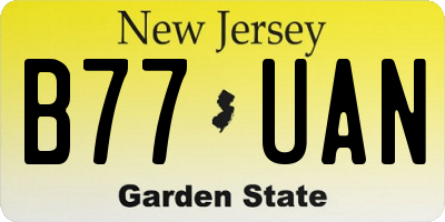 NJ license plate B77UAN