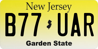 NJ license plate B77UAR