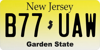 NJ license plate B77UAW
