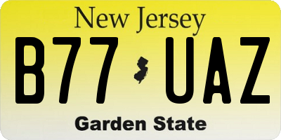 NJ license plate B77UAZ