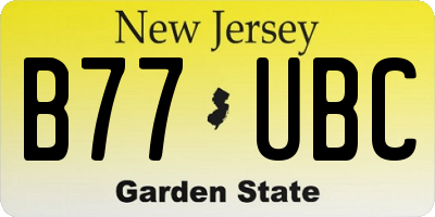 NJ license plate B77UBC