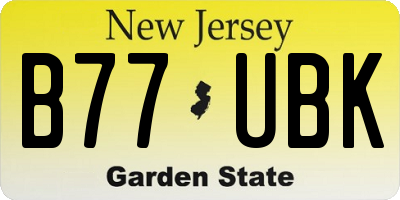 NJ license plate B77UBK