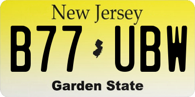 NJ license plate B77UBW
