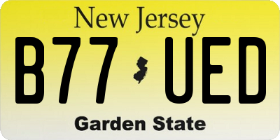 NJ license plate B77UED