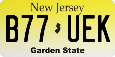NJ license plate B77UEK