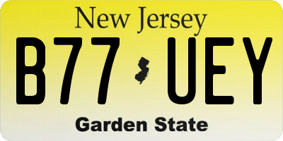 NJ license plate B77UEY