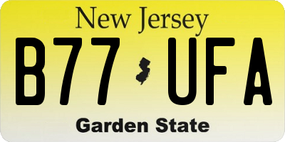 NJ license plate B77UFA