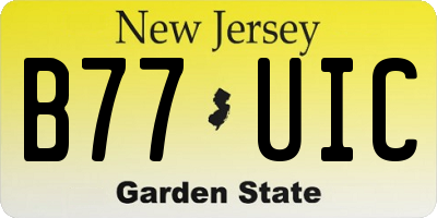 NJ license plate B77UIC