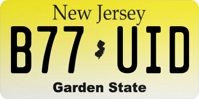 NJ license plate B77UID