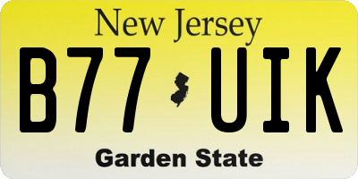 NJ license plate B77UIK