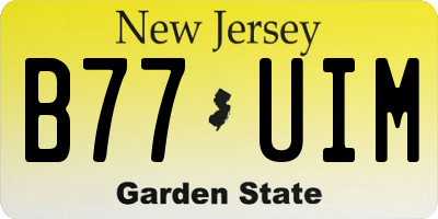 NJ license plate B77UIM