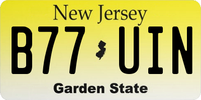 NJ license plate B77UIN