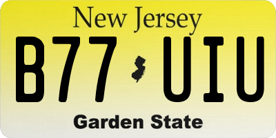NJ license plate B77UIU