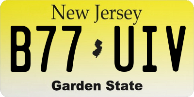 NJ license plate B77UIV