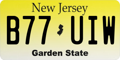 NJ license plate B77UIW