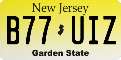 NJ license plate B77UIZ