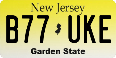 NJ license plate B77UKE