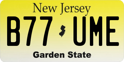 NJ license plate B77UME