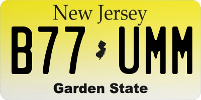NJ license plate B77UMM
