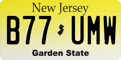 NJ license plate B77UMW