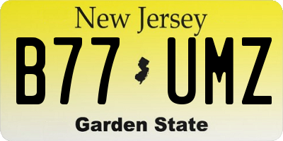 NJ license plate B77UMZ